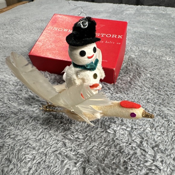 1950s Holt Howard Snowman on Feather Stork Ornament Japan...